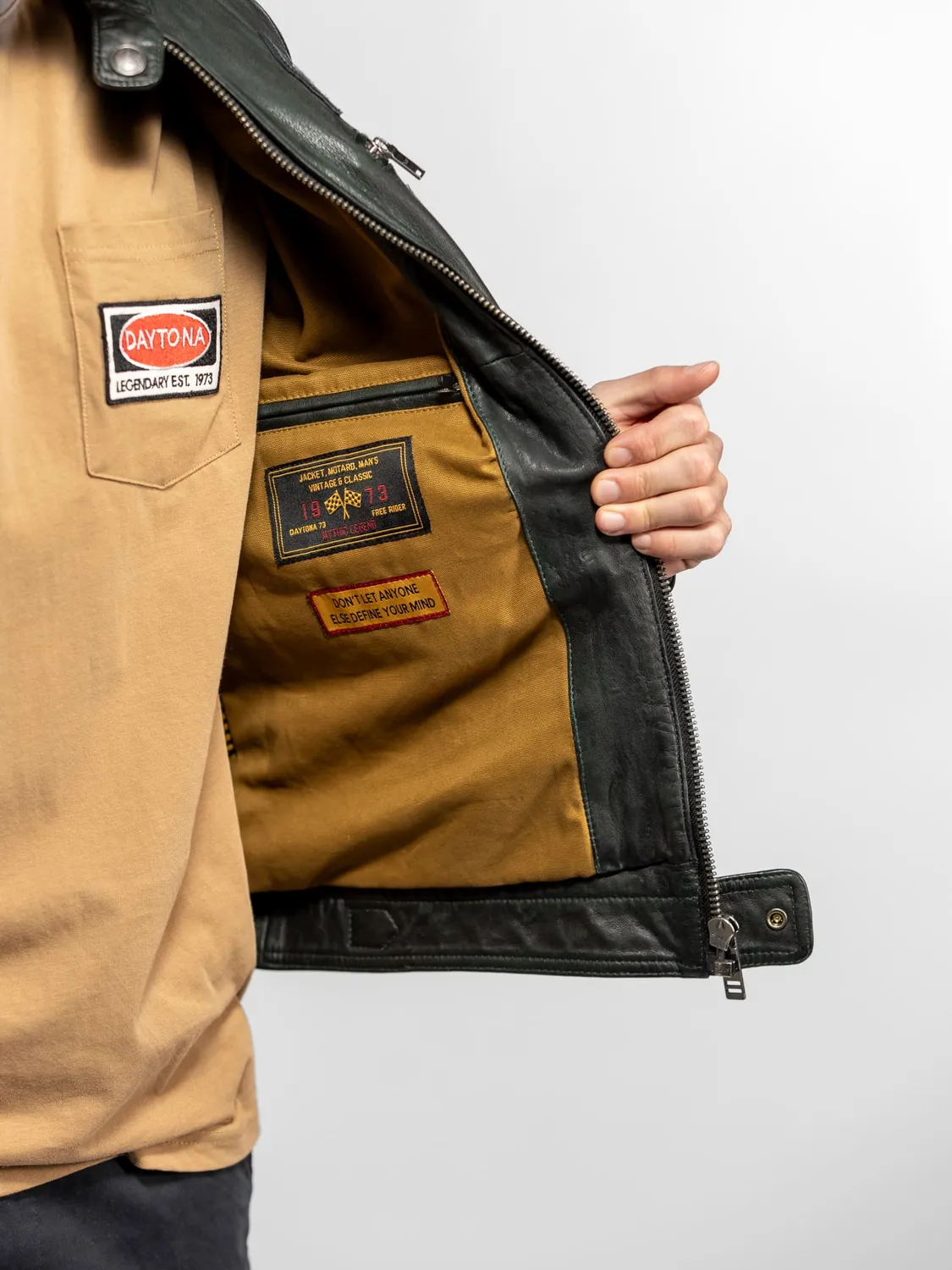 Daytona Aniak Blouson cuir moto mouton marine patiné