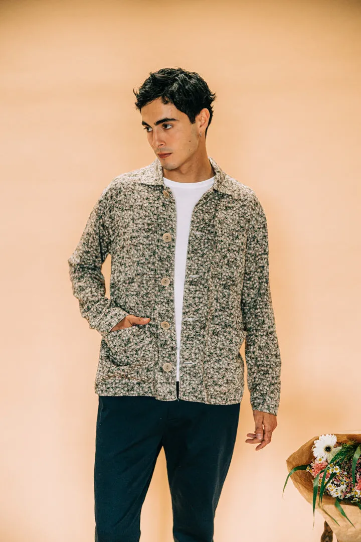 Soubacq Bleu Fiori veste lin fleurs