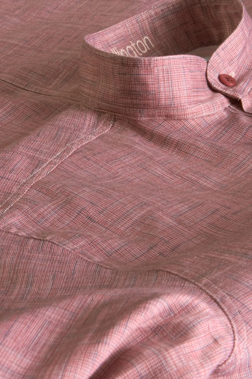 Hollington chemise col mao coton damier bleu
