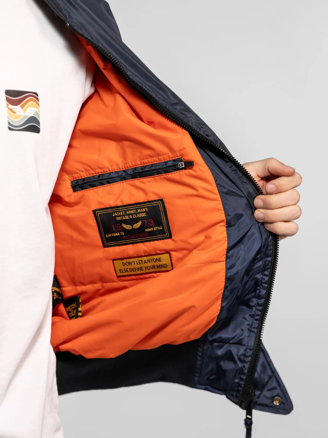 Daytona Ares bomber nylon MA-1 kaki doublure orange