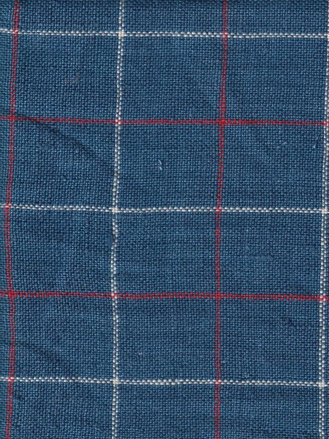 Hollington tissu toile lin bleu orient carreaux au mètre