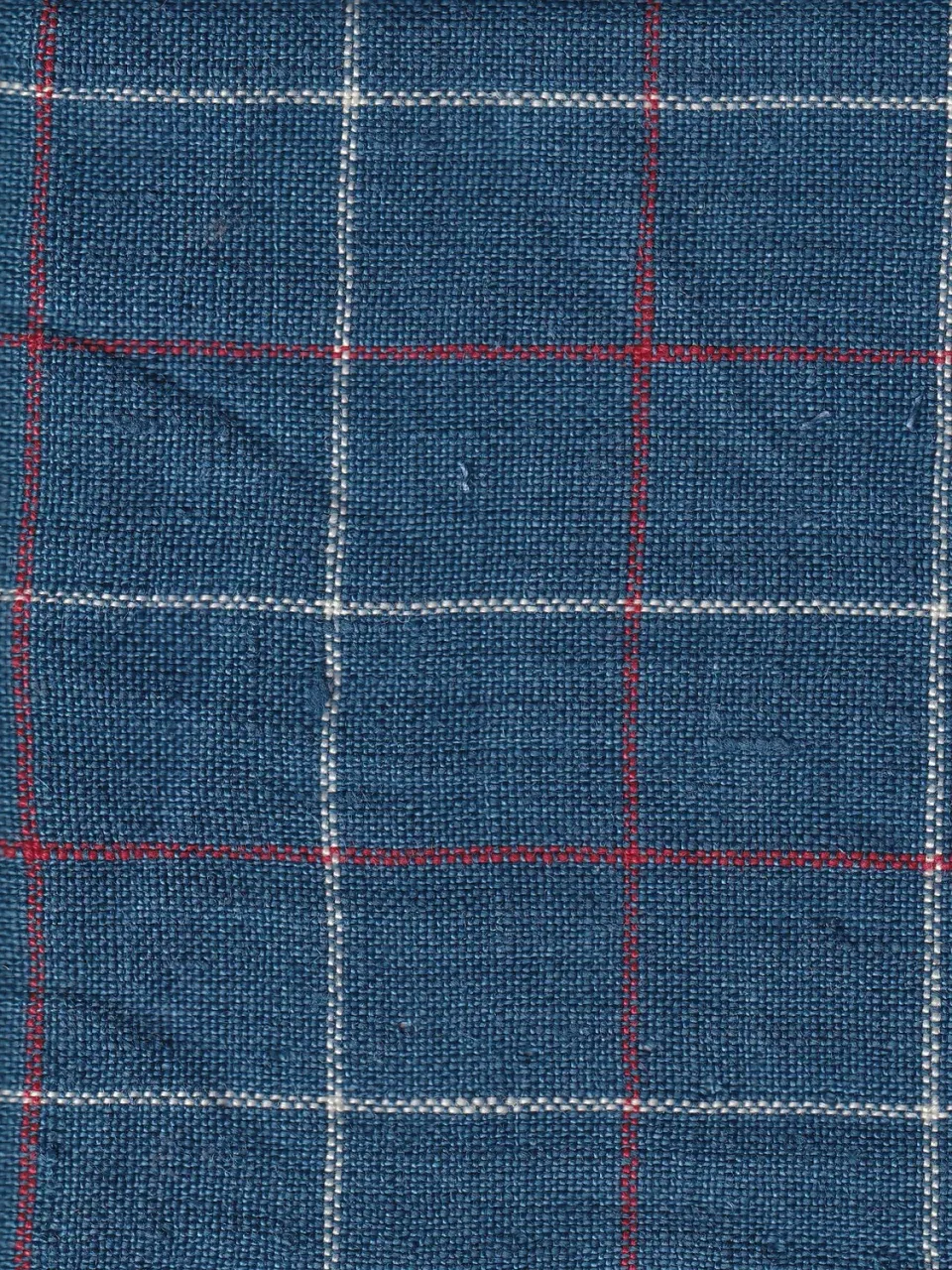 Hollington tissu toile lin bleu orient carreaux au mètre