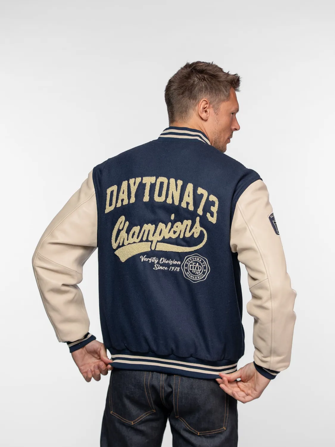 DAYTONA Ethier bomber universitaire homme laine cuir