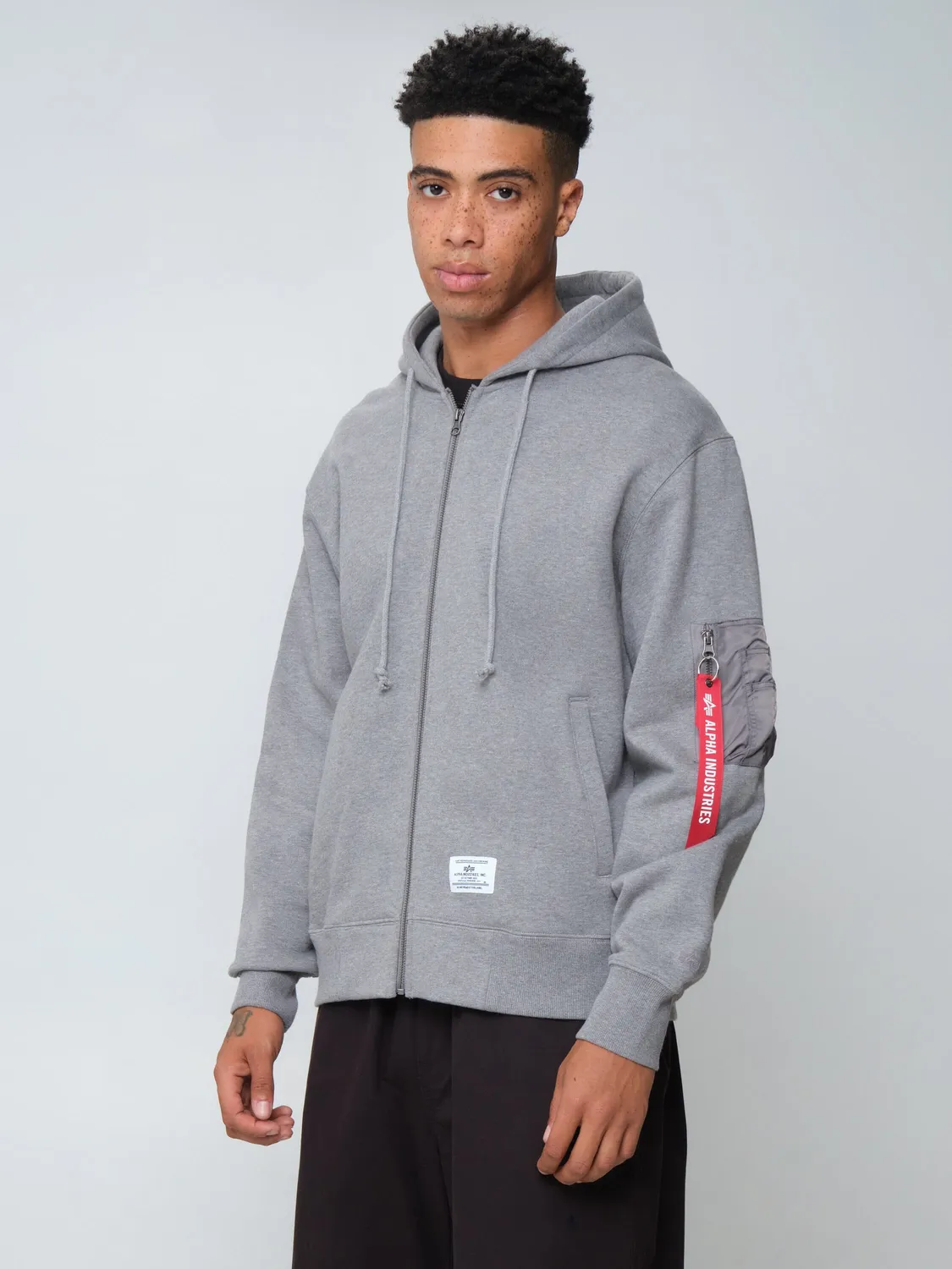Alpha Industries Utility Pocket sweat zip gris coton