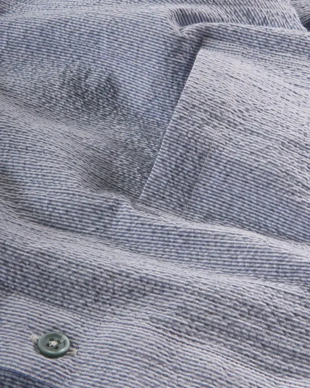 Hollington chemise seersucker grise col nehru