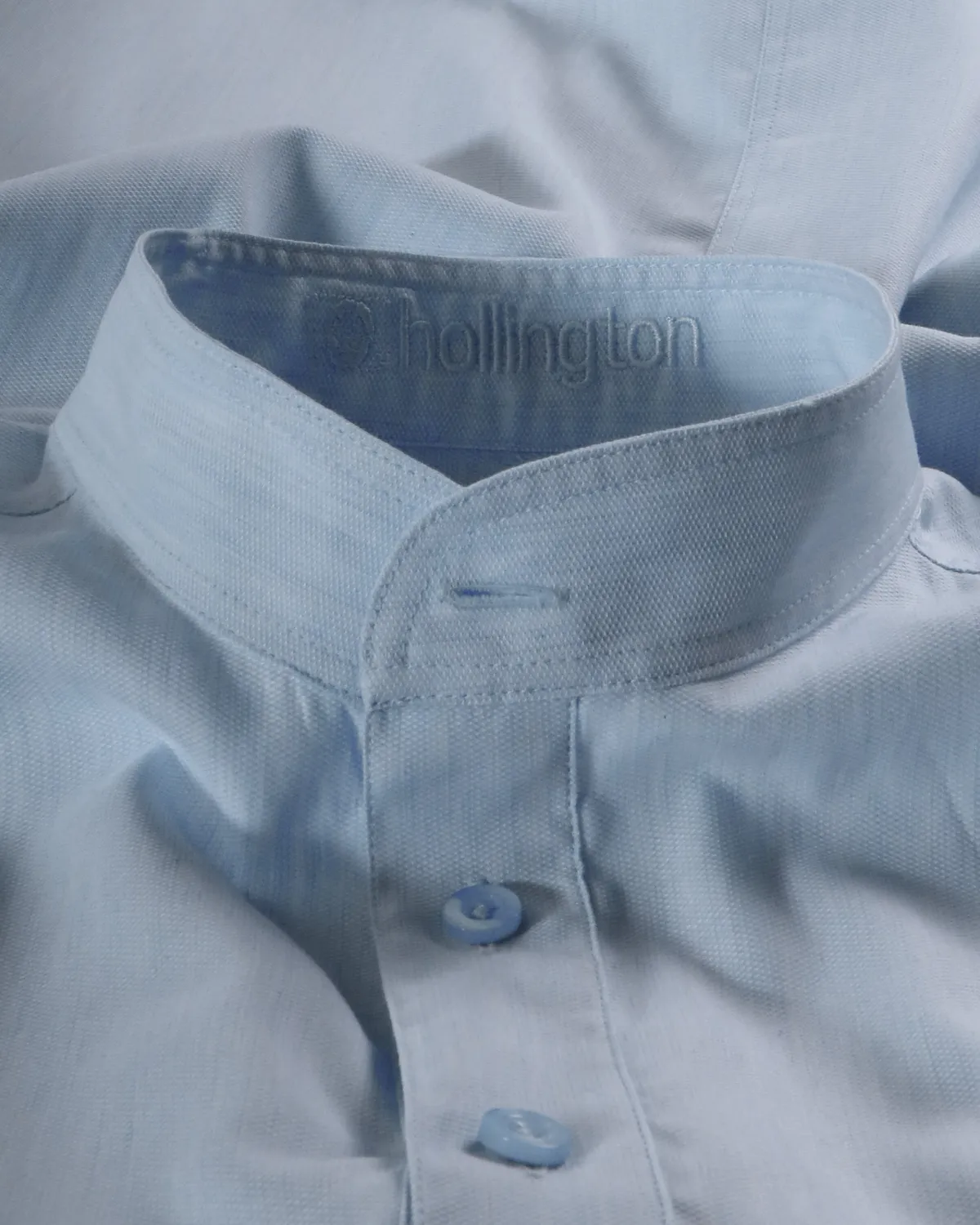 Hollington chemise coton caviar bleu col mao