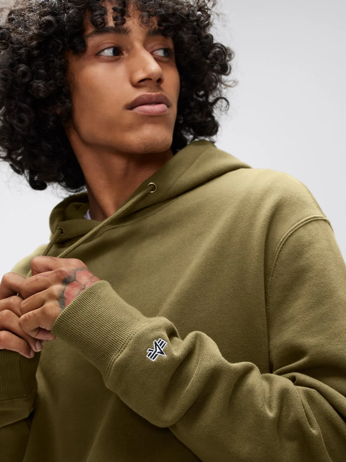 Alpha Industries hoodie sweat olive capuche coton