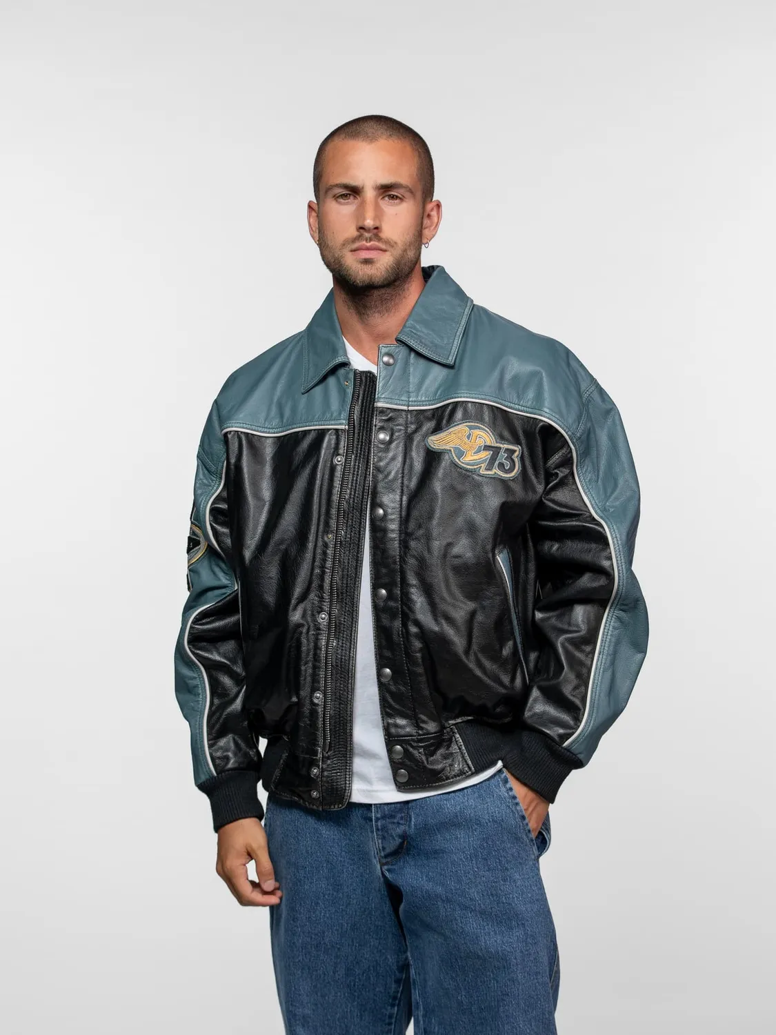 Daytona Langdon teddy homme noir cuir buffle