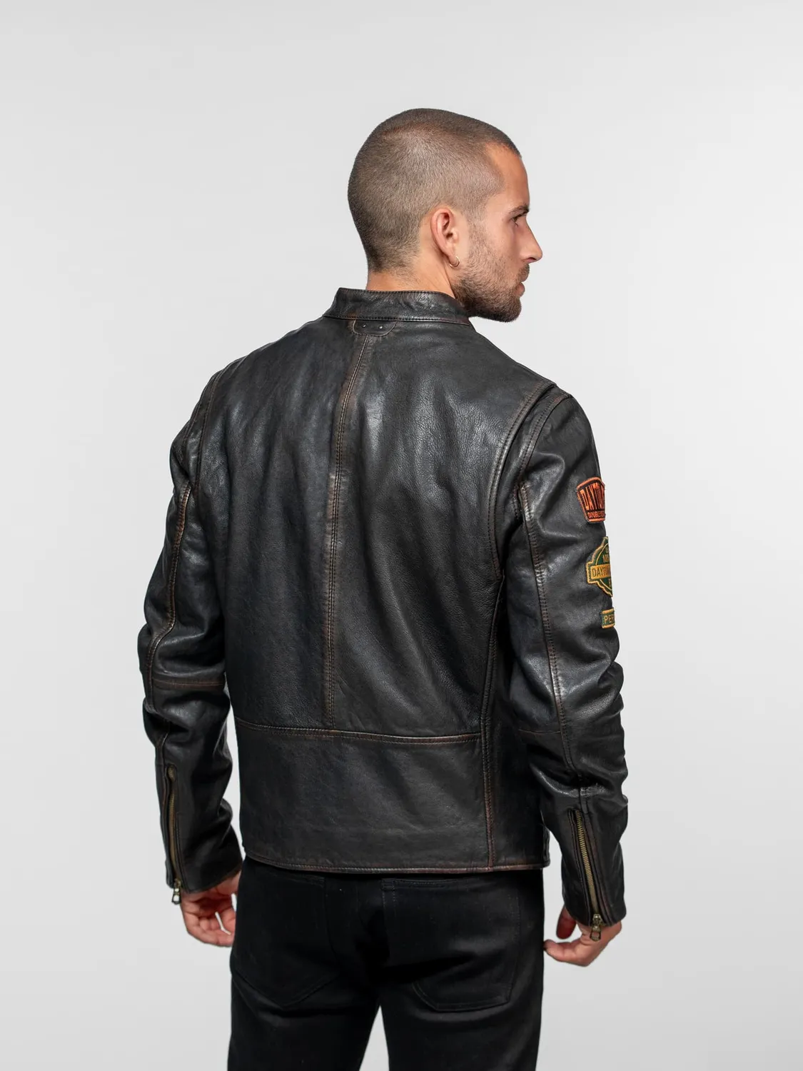 DAYTONA Martinez Blouson moto cuir agneau noir