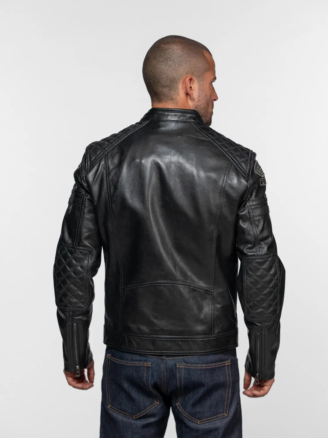 Daytona Nieto blouson cuir motard noir mouton vintage ajusté