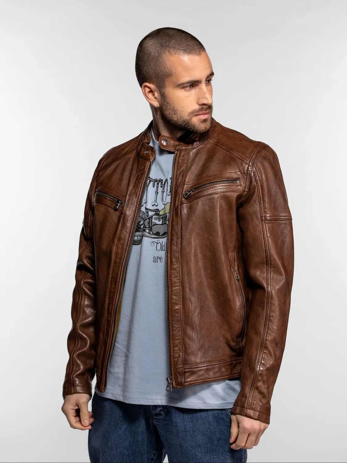 Daytona Collins blouson cuir homme noir agneau