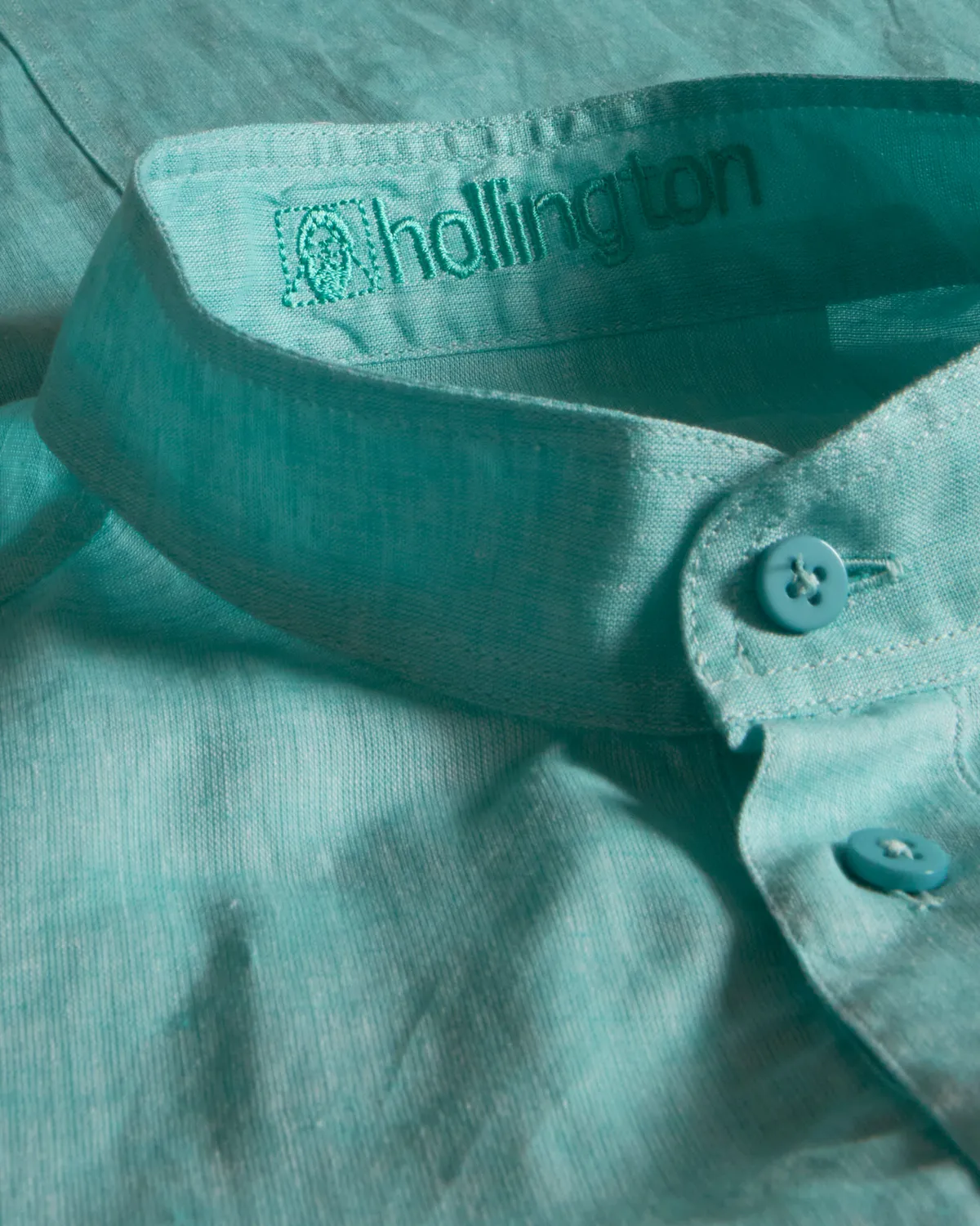 Hollington col mao chemise vert menthe lin coton