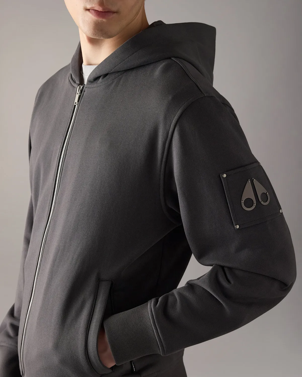 Moose Knuckles Hartsfield hoodie zippé ciment