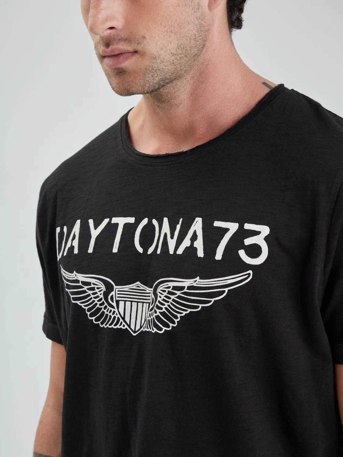 Daytona American t-shirt imprimé noir coton flammé