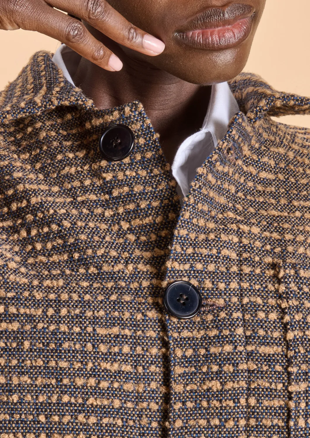 Soubacq Le Bleu Atelier veste lainage bleu beige