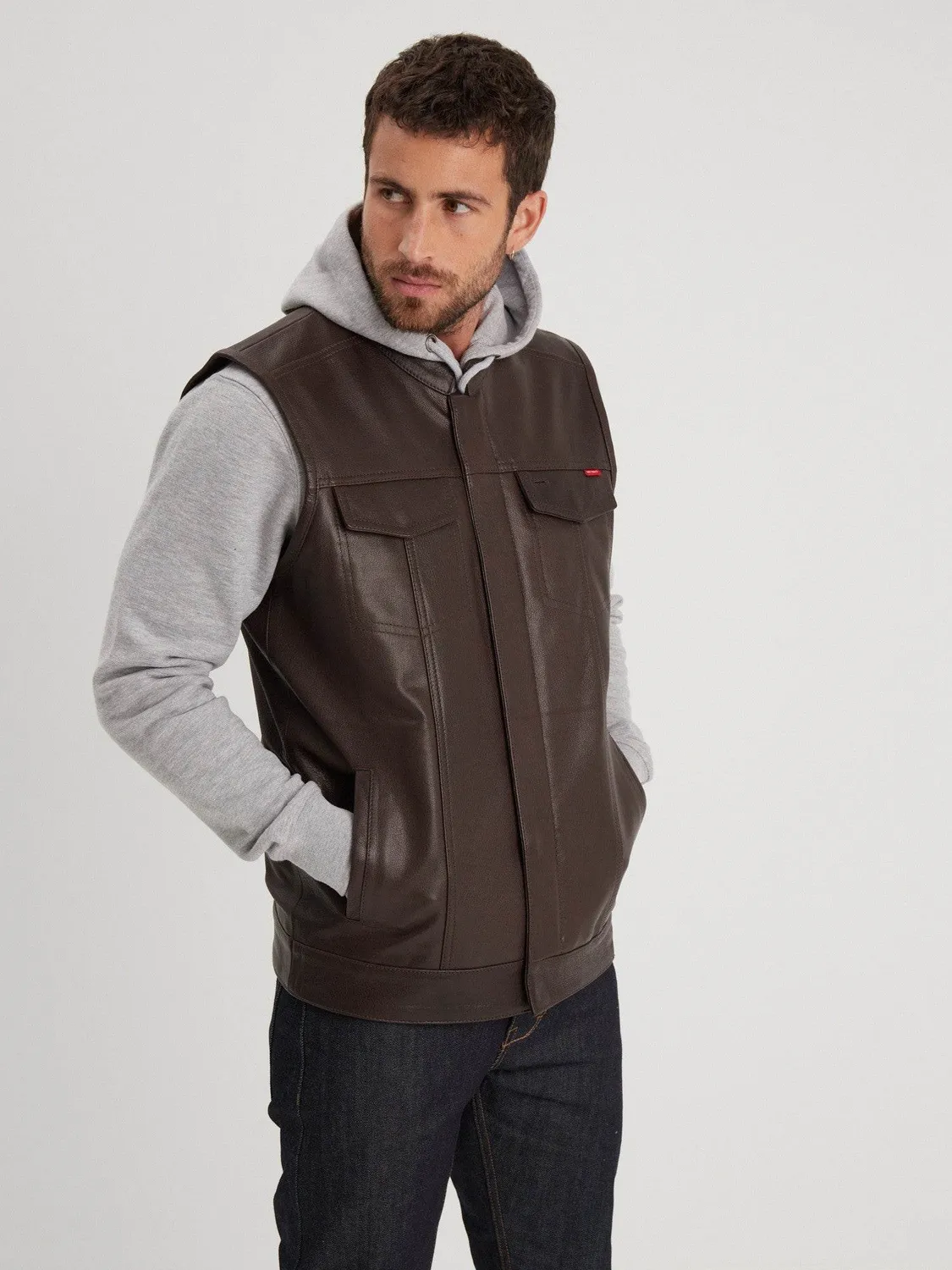 DAYTONA Hot road gilet biker cuir chèvre noir