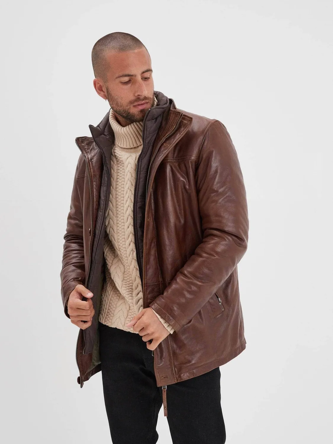 Daytona Moose veste cuir homme bison agneau vintage