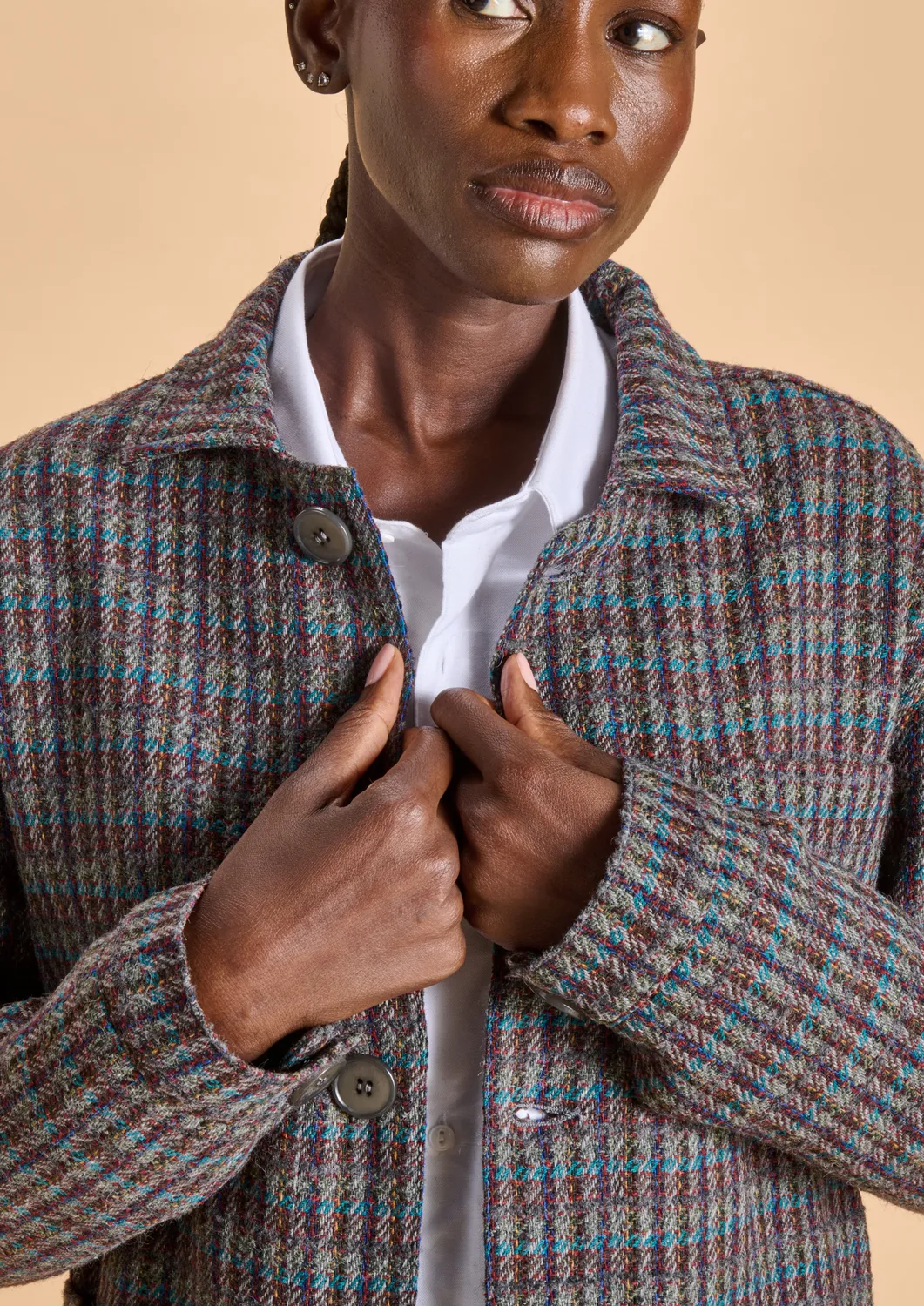 Soubacq Le Bleu Amarna veste de travail laine chinée