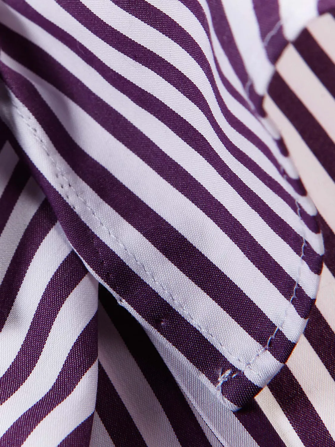 Hollington chemise col mao slim rayures plum popeline stretch