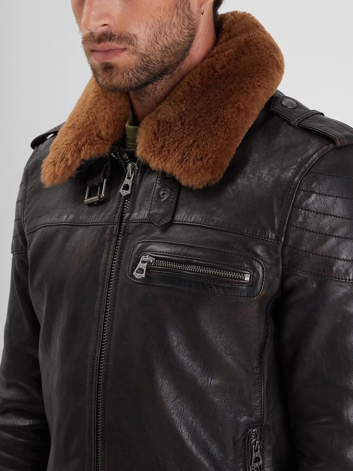 Daytona Pirate blouson aviateur cuir noir agneau