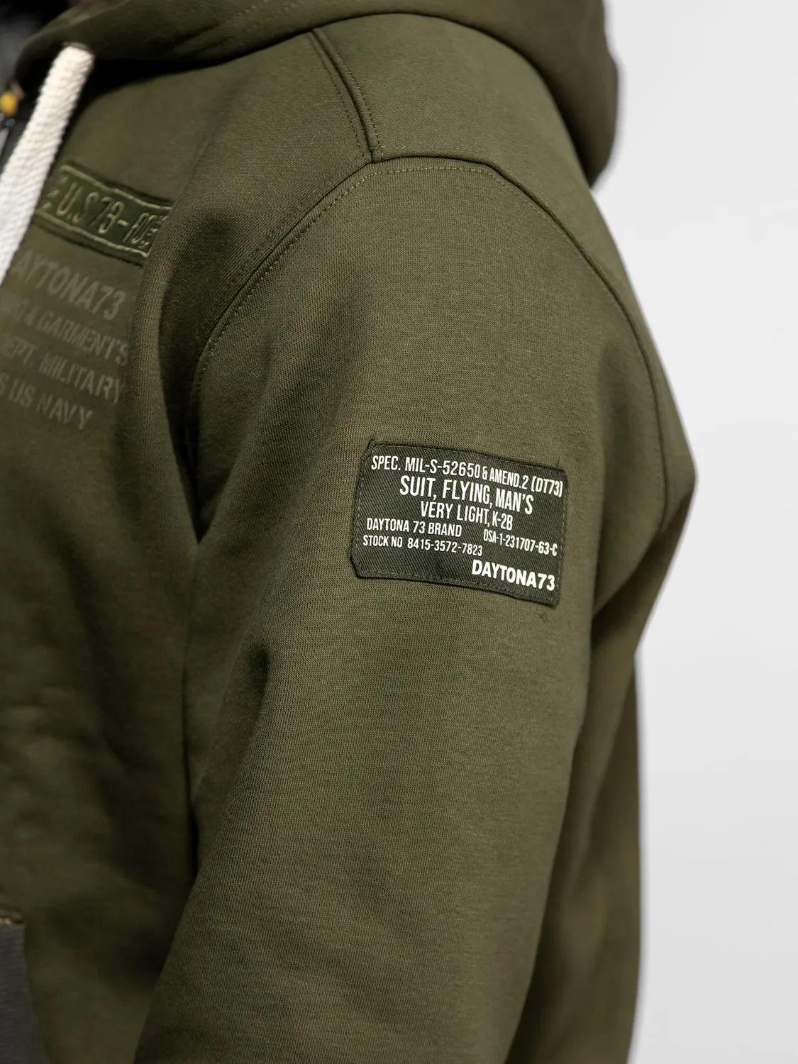 Daytona Tillman sweat capuche zip coton kaki