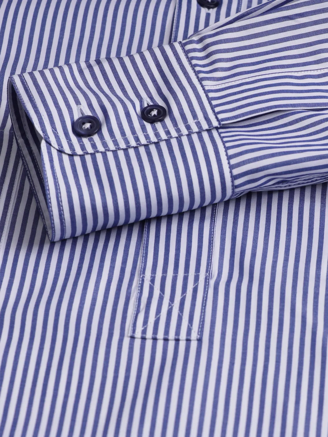 Hollington chemise col mao homme coton rayures bleu roi