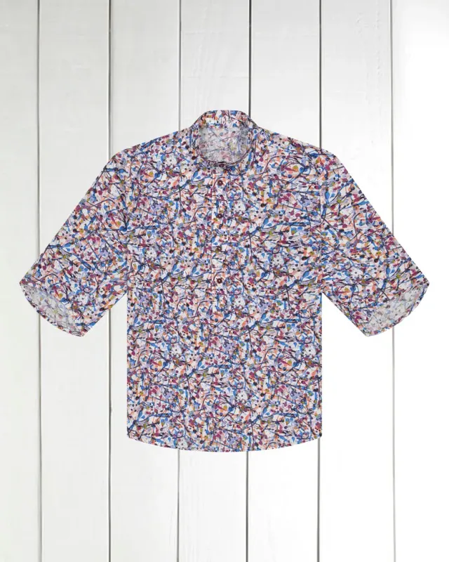 Hollington Deauville chemise Liberty carmin manches courtes