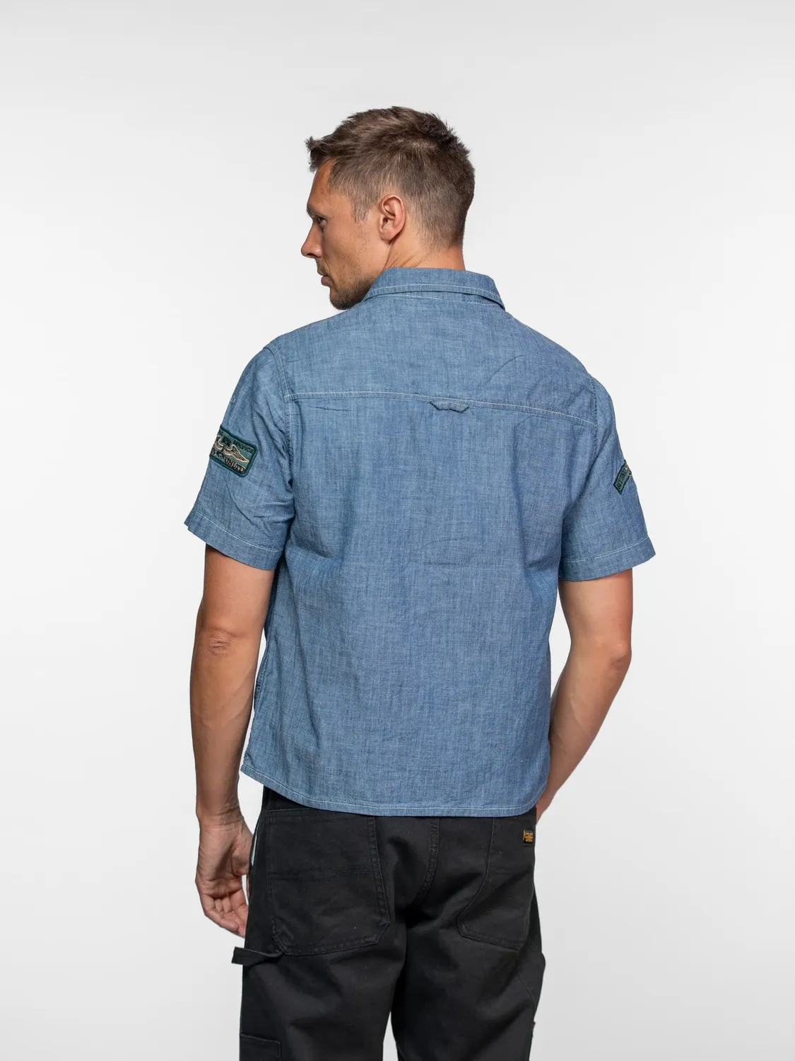 Daytona Peyote chemise homme medium blue chambray boxy