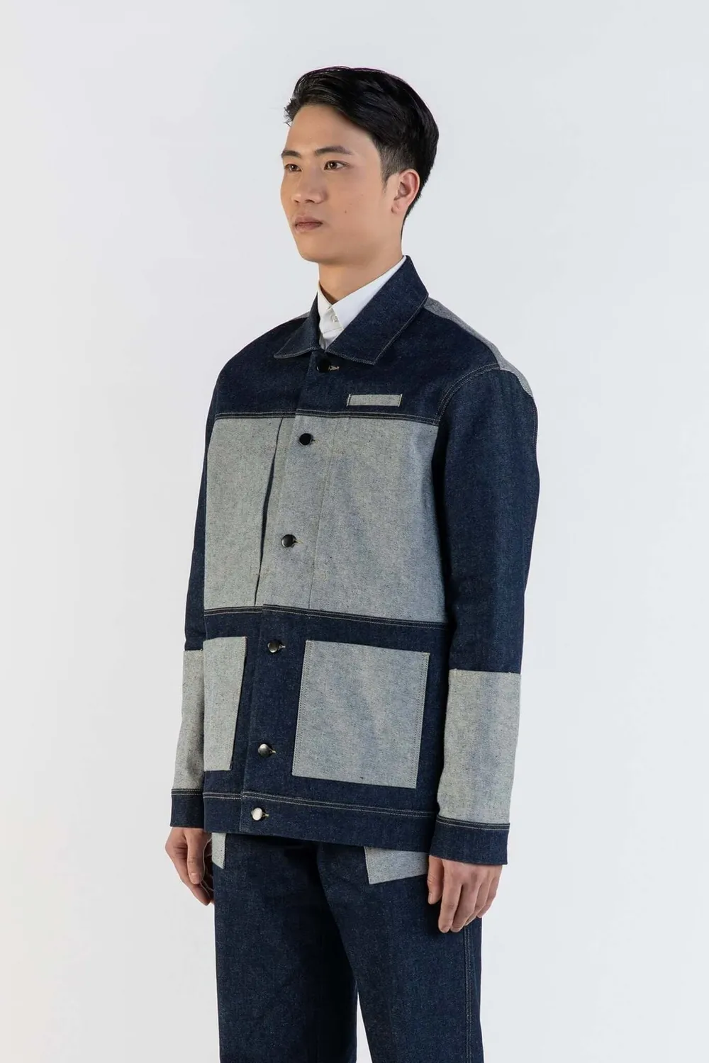 LEBRUN Worker Bleu Veste Coton Automne Hiver