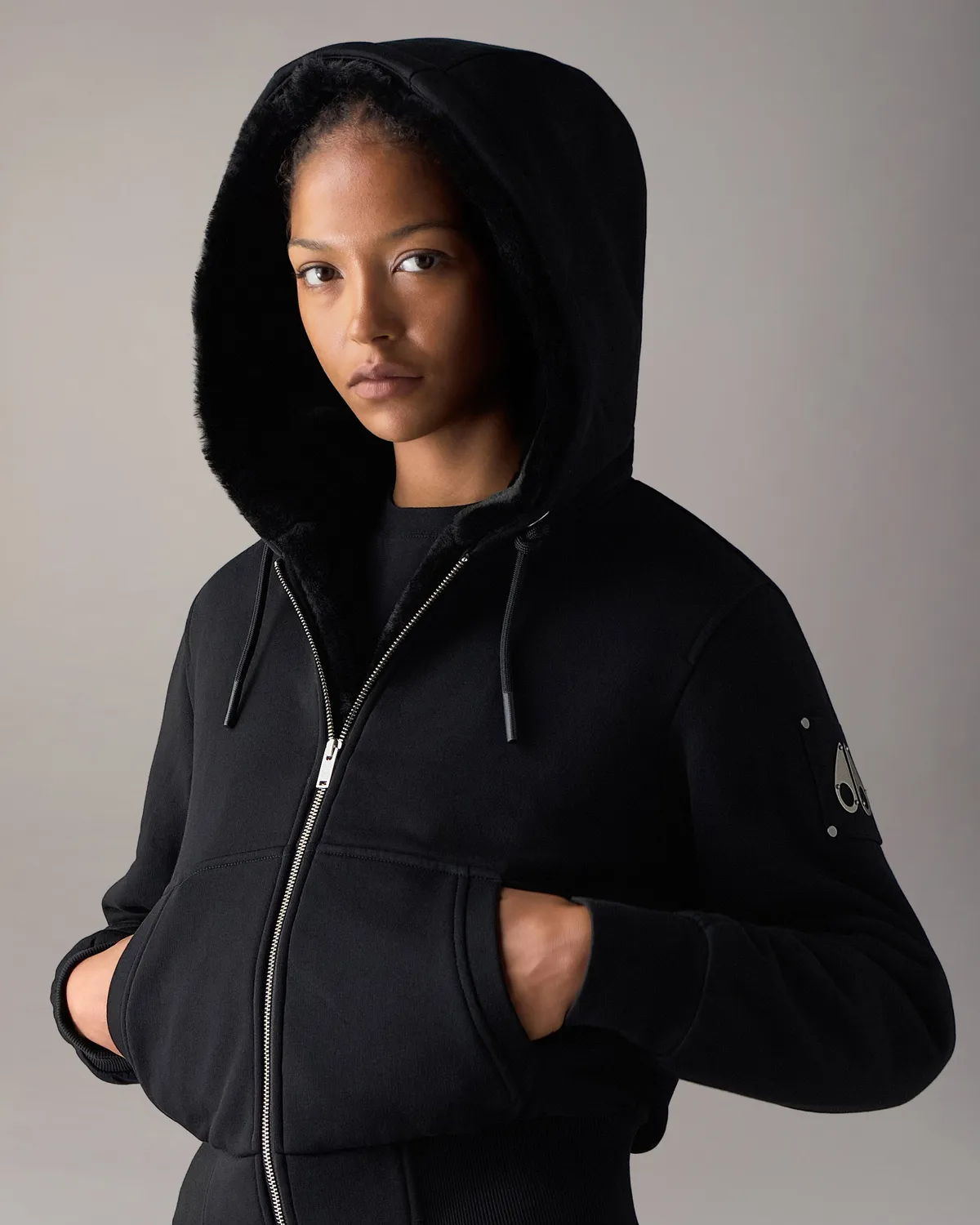 Moose Knuckles Classic Bunny hoodie noir molleton