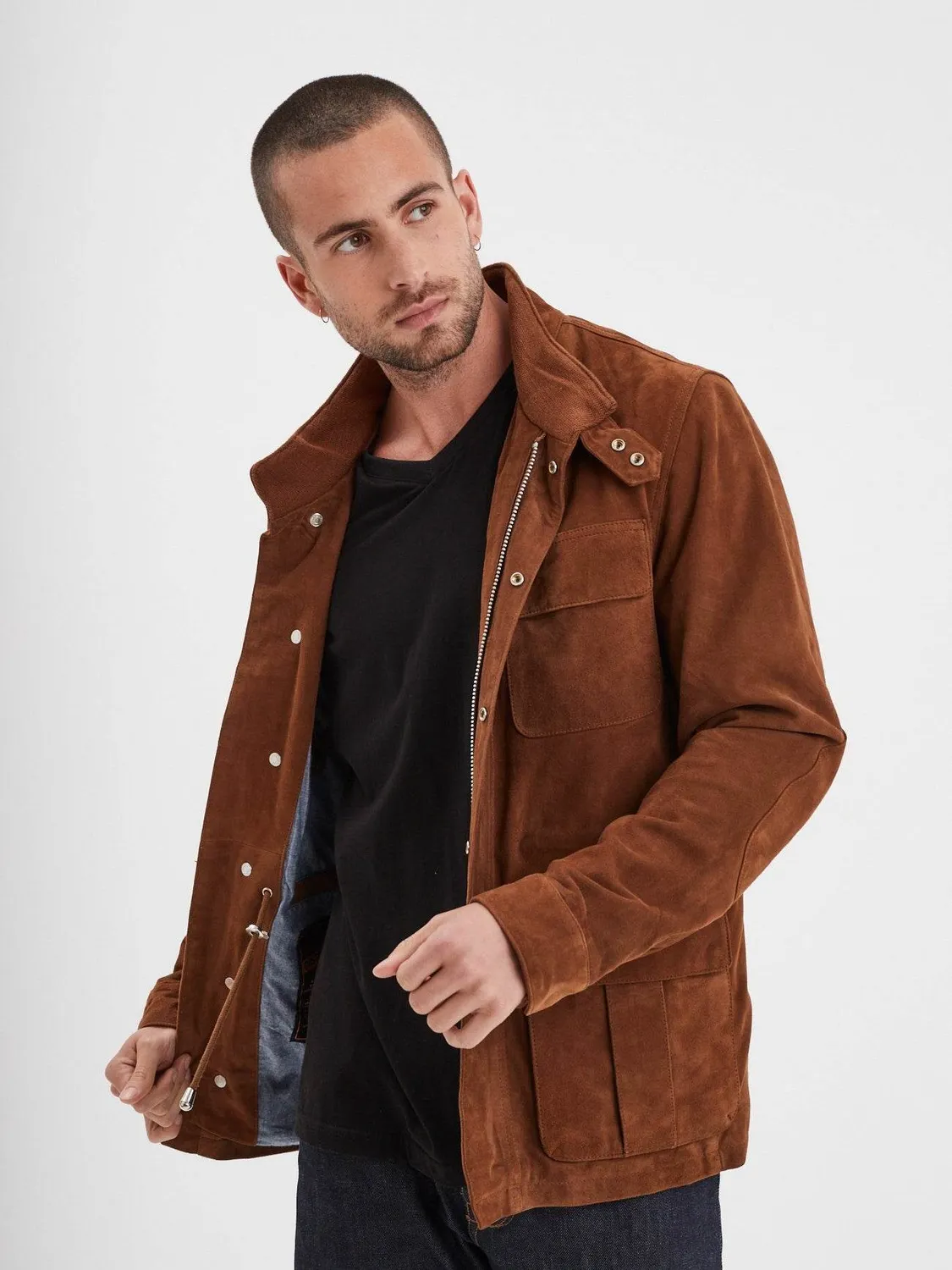 DAYTONA Salem veste cuir homme chèvre velours navy