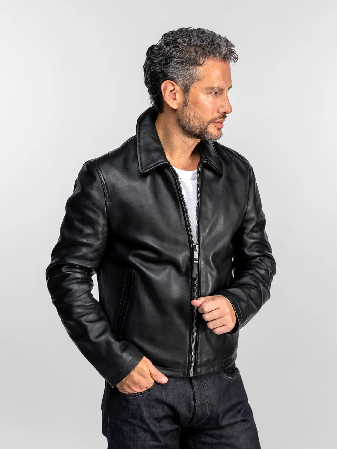 DAYTONA Polis blouson cuir homme noir mouton