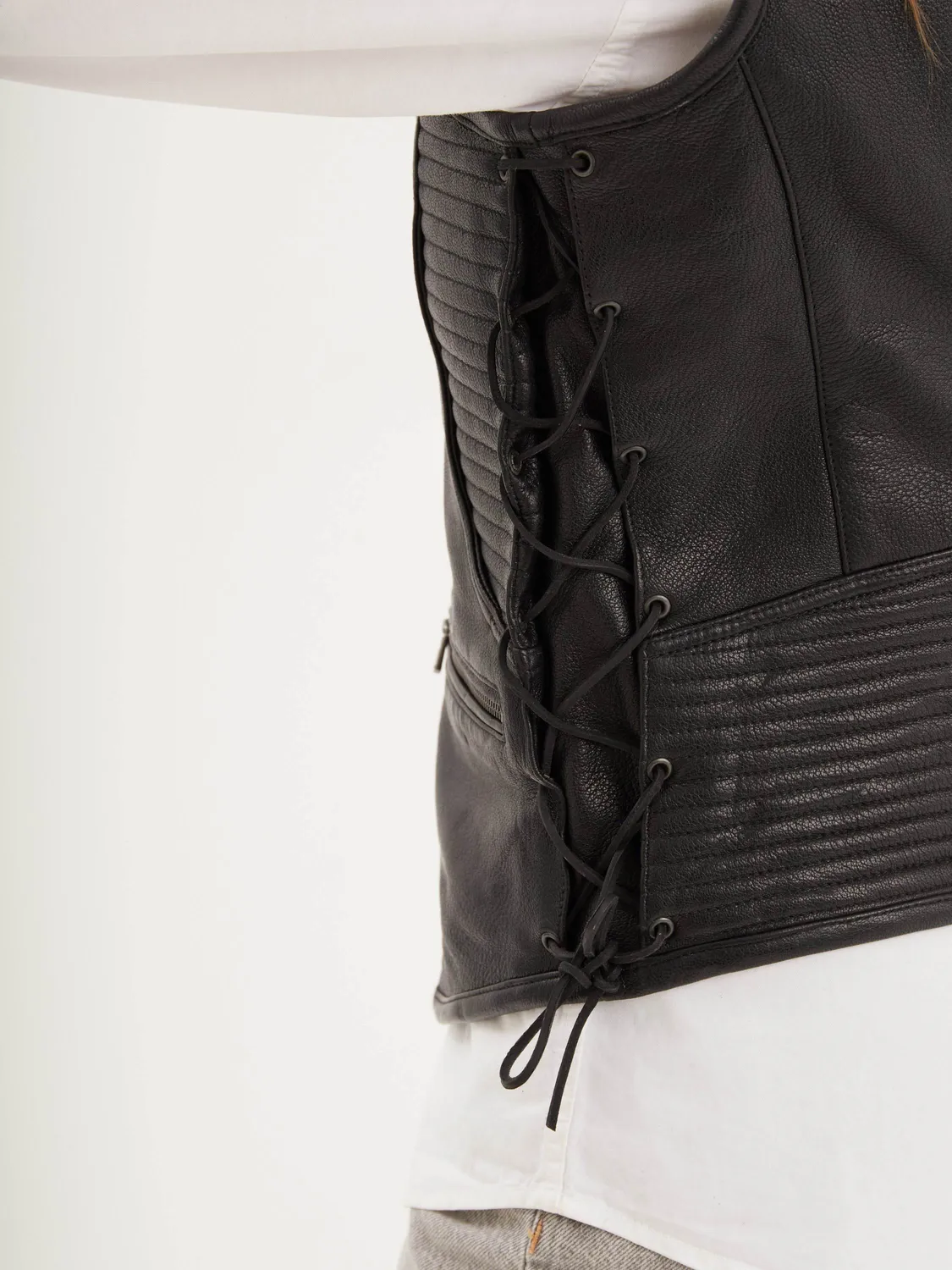 Daytona Free chapter gilet biker cuir noir femme