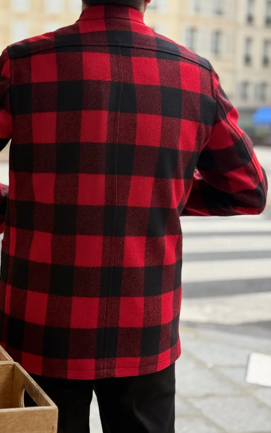 HOLLINGTON tyrol veste carreaux rouge noir drap laine