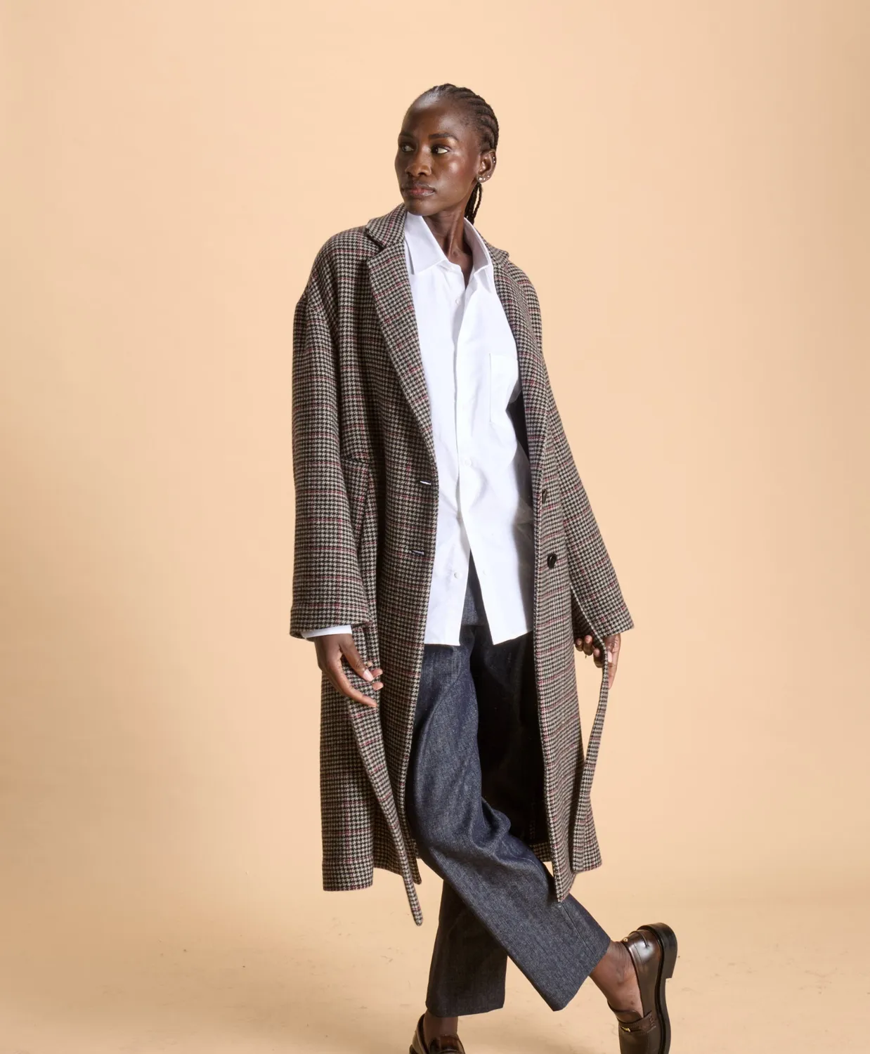 SOUBACQ Lenno manteau laine pied-de-poule chaud