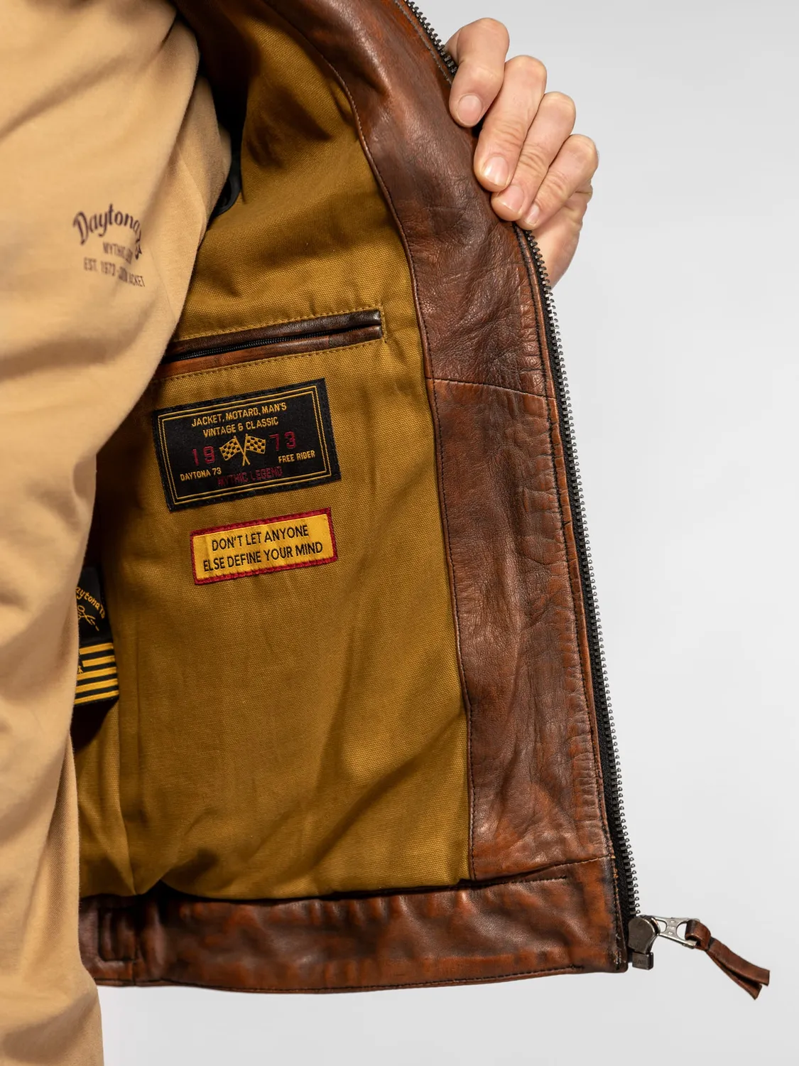 Daytona Corning blouson moto cuir navy tannage végétal