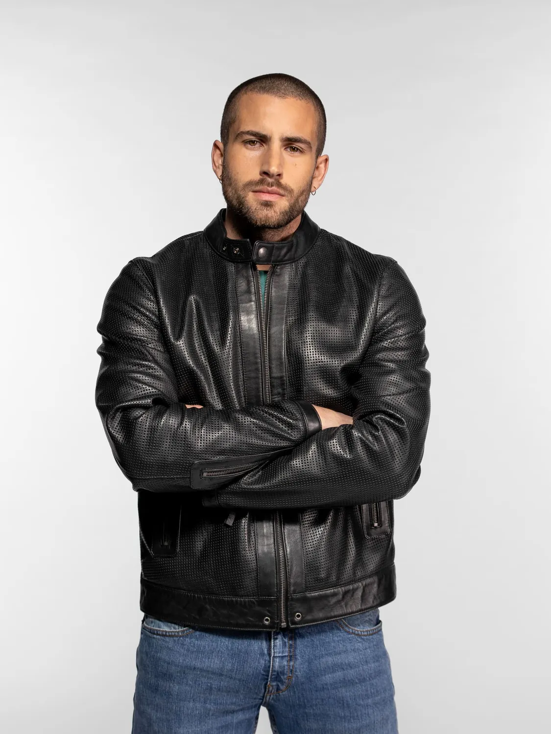 Daytona Berrien blouson cuir perforé noir