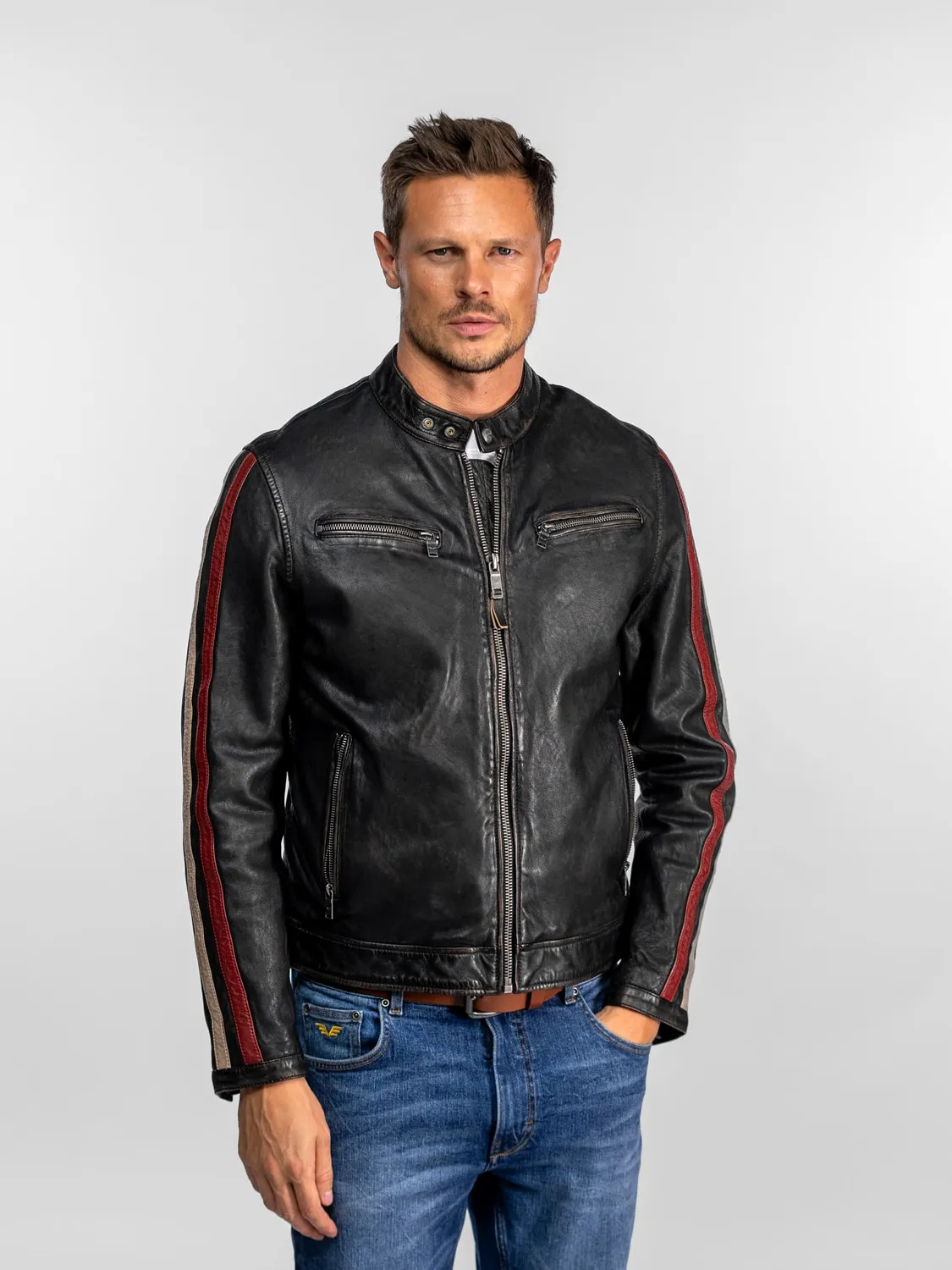 Daytona Coden blouson cuir noir mouton doublé coton
