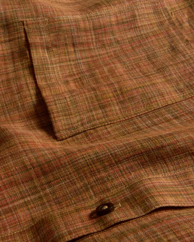 Hollington chemise col mao Oriental ocre pur lin