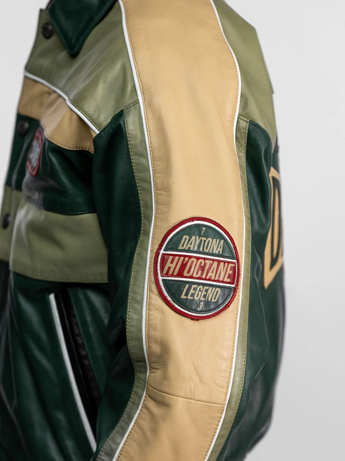 Daytona Lester blouson teddy cuir vert oversize