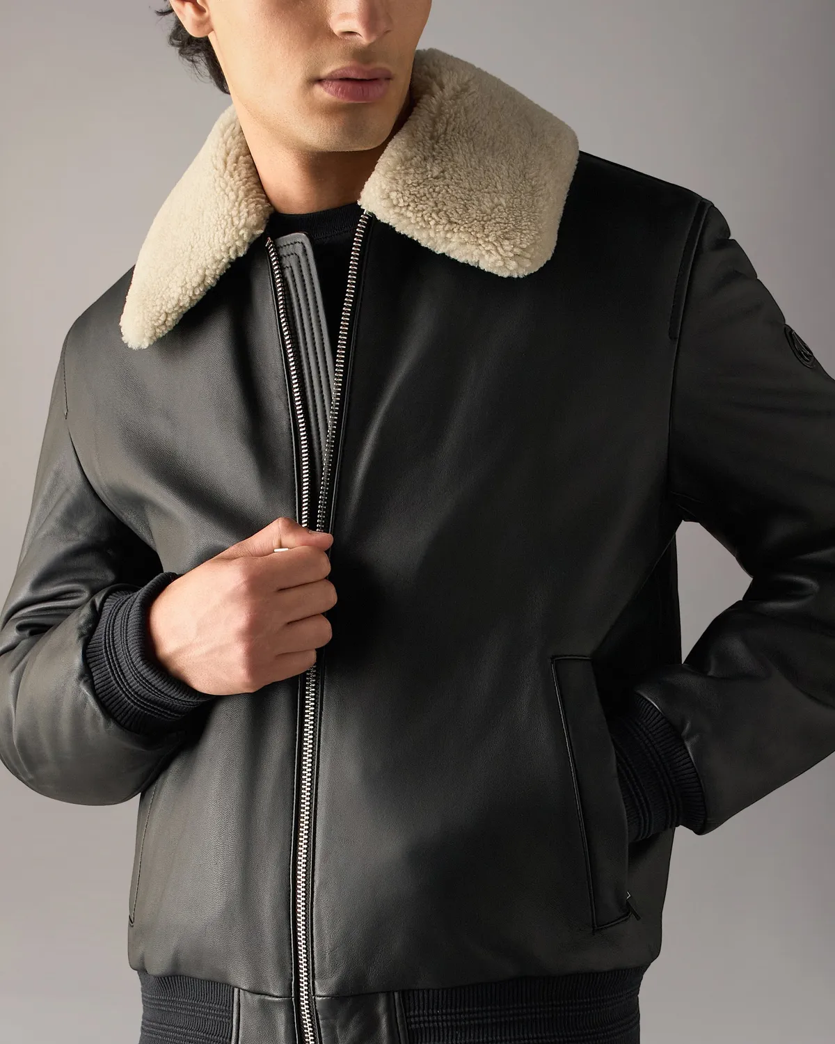 Moose Knuckles Toba bomber cuir noir grand froid