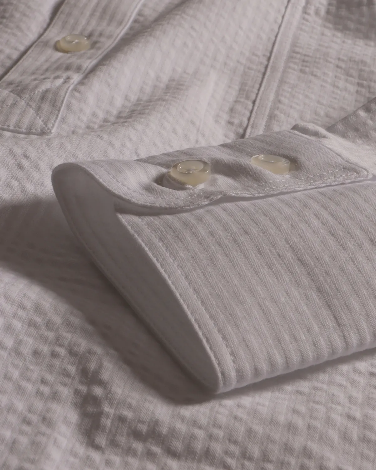 Hollington col mao chemise blanche seersucker coton