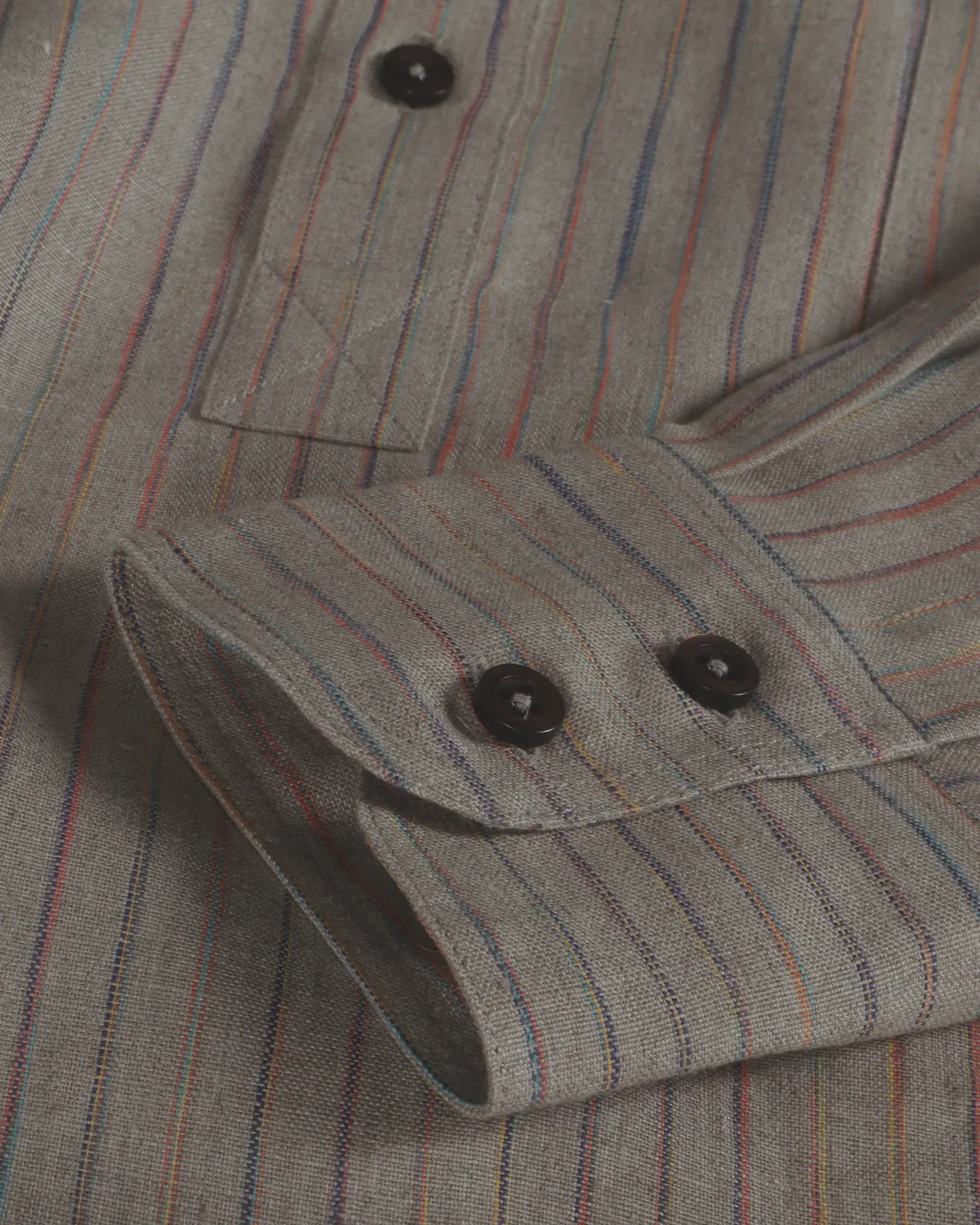 Hollington chemise lin col mao rayures multicolores