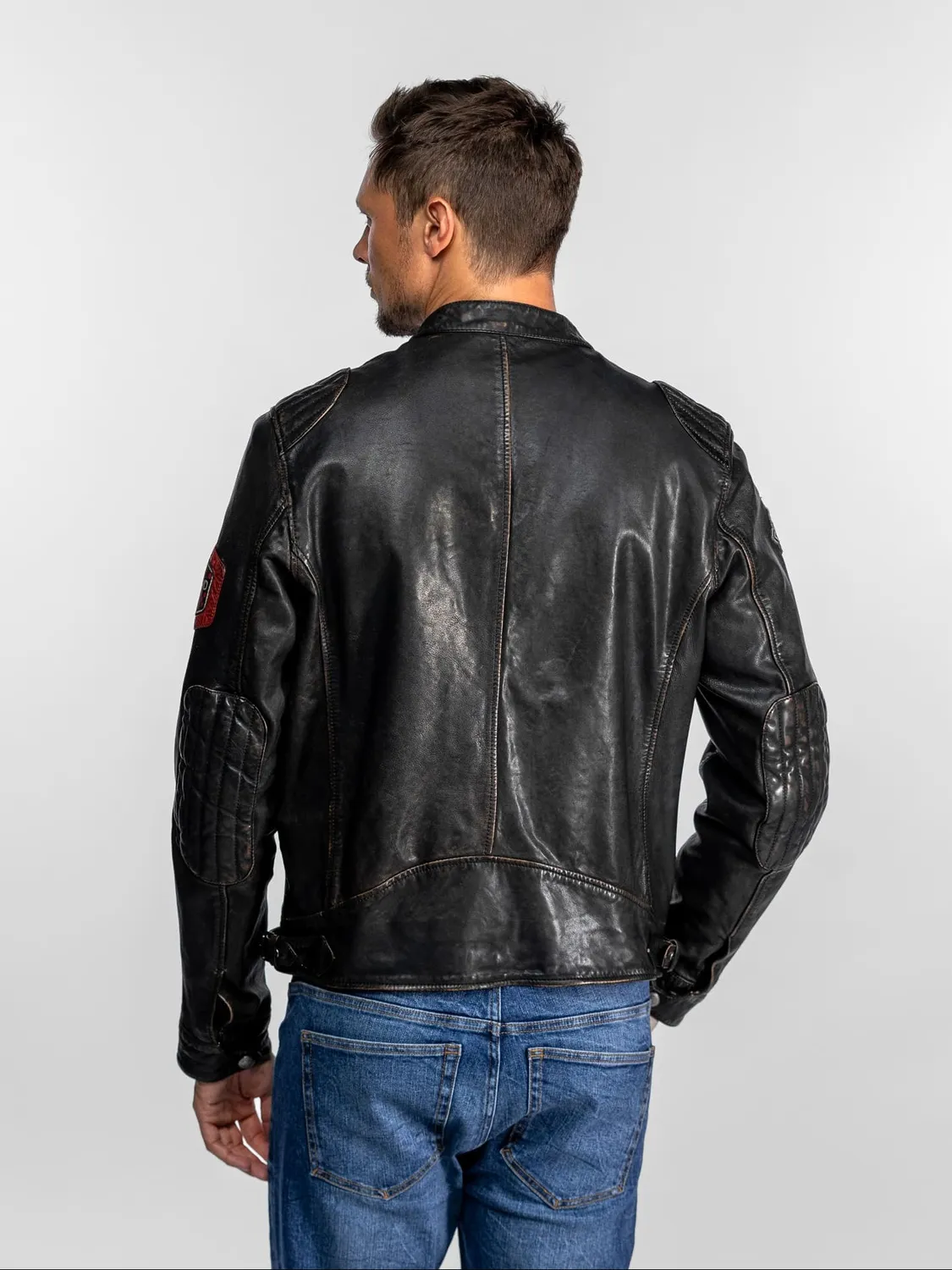 Daytona Nedoc Blouson cuir moto mouton noir vintage