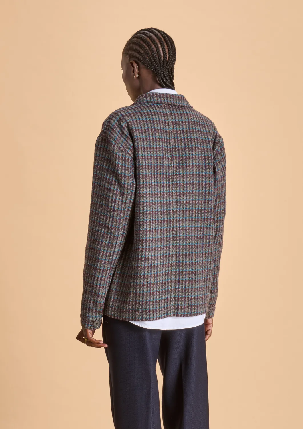Soubacq Le Bleu Amarna veste de travail laine chinée