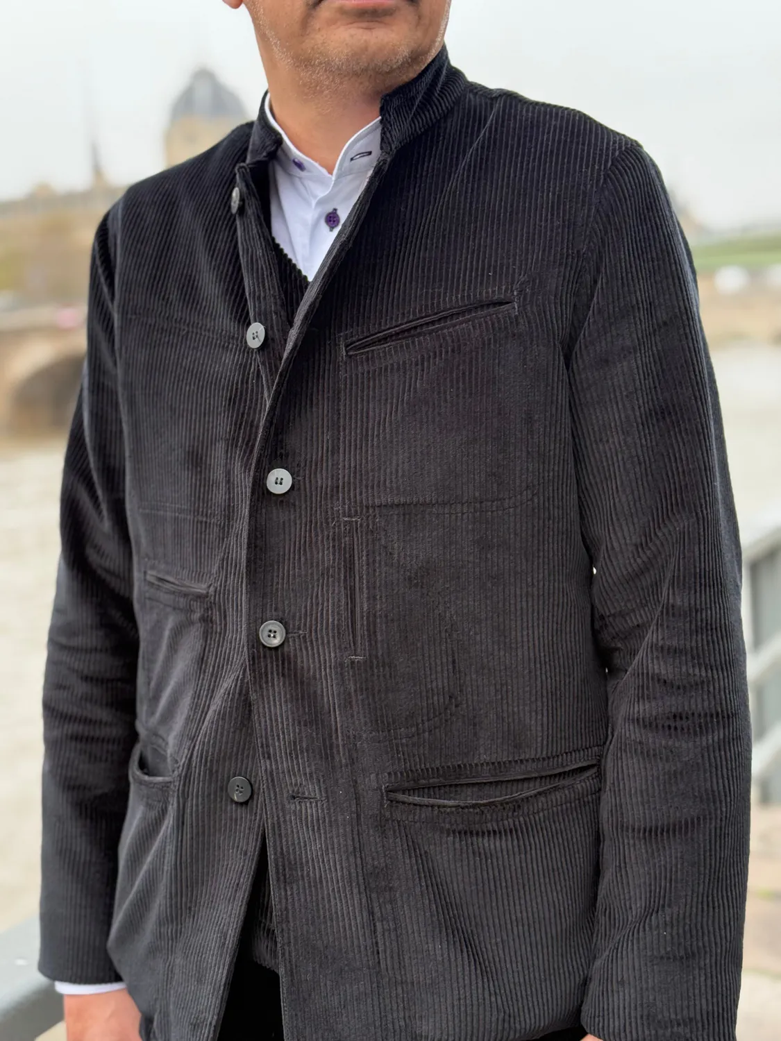 Hollington Architecte veste velours laine noir