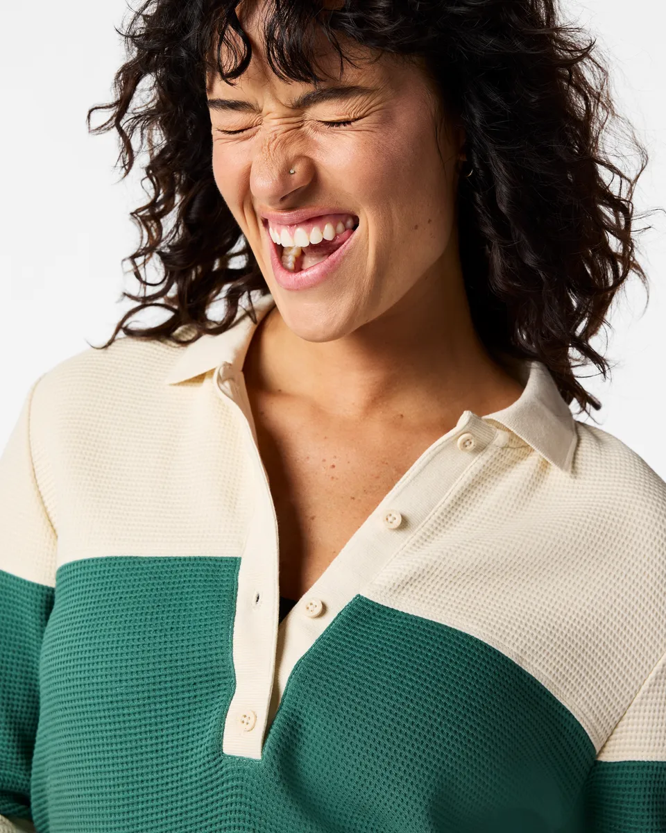 Cotopaxi Atajo Waffle polo femme Cream Juniper nid d'abeille