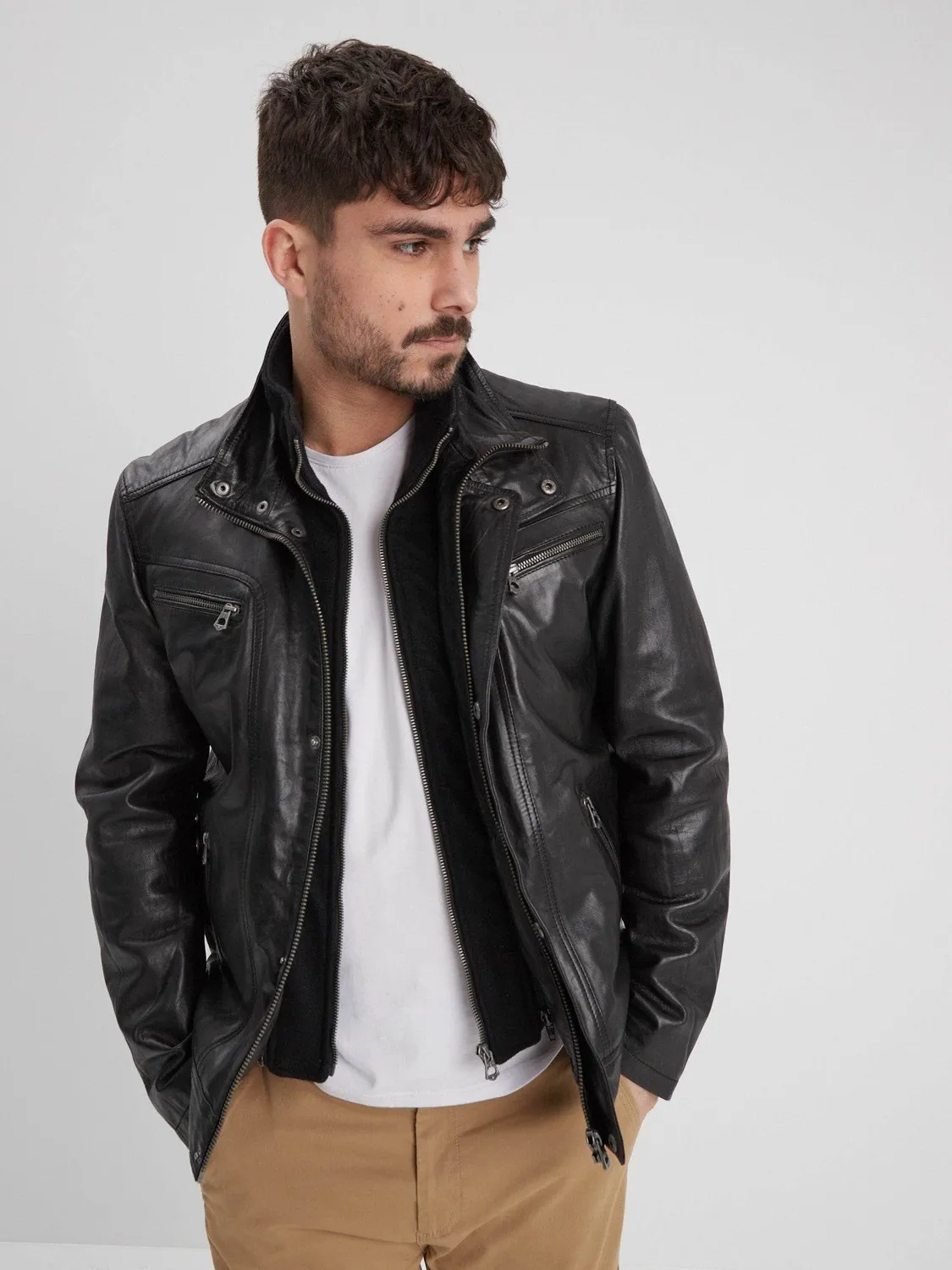 Daytona Falconero blouson cuir noir col montant