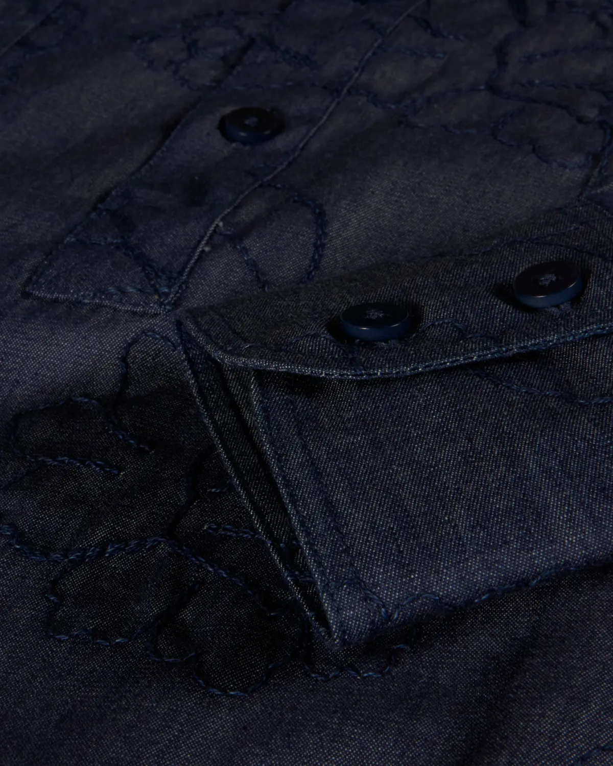 Hollington chemise fancy denim col mao bleu coton