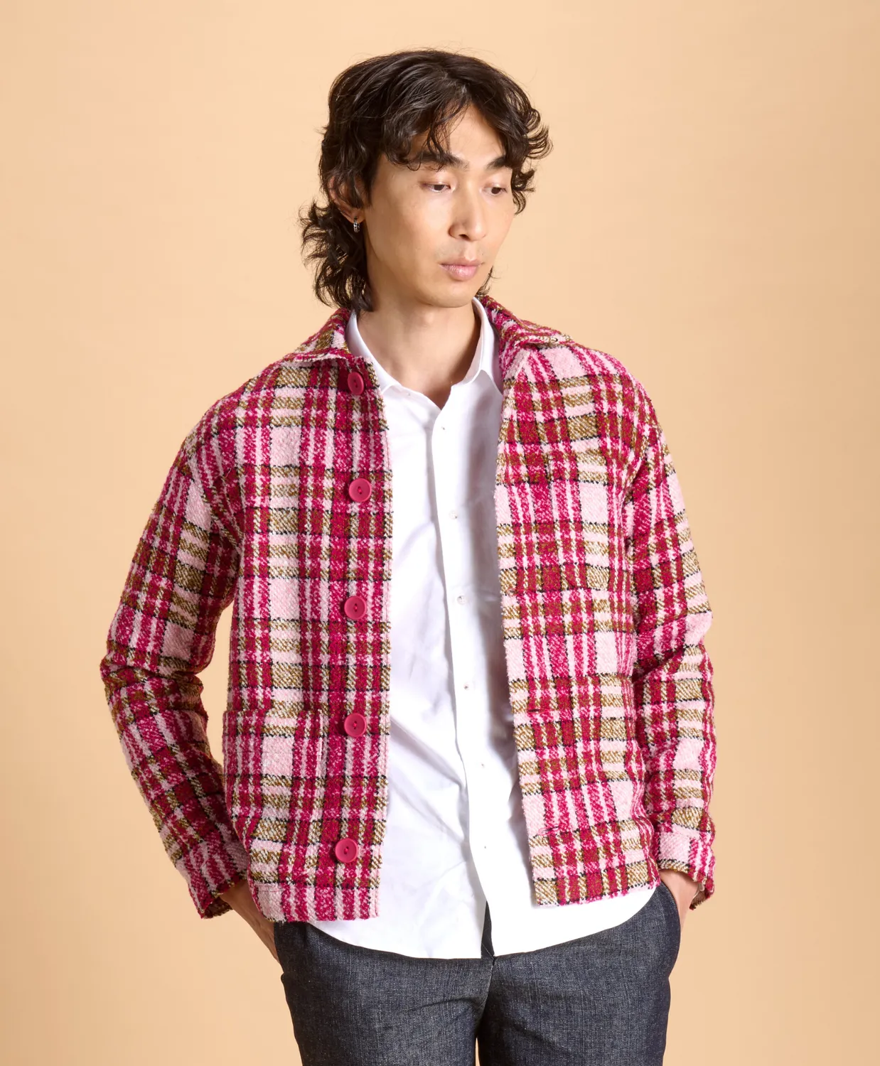 Soubacq Bleu Zita veste travail tweed bleu